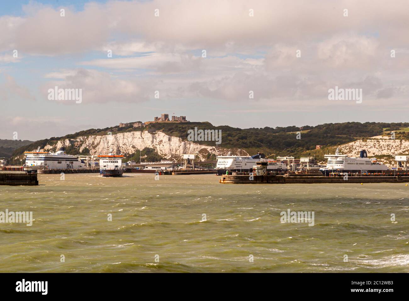 Dover harbor seen from the sea, United Kingdom Stock Photo