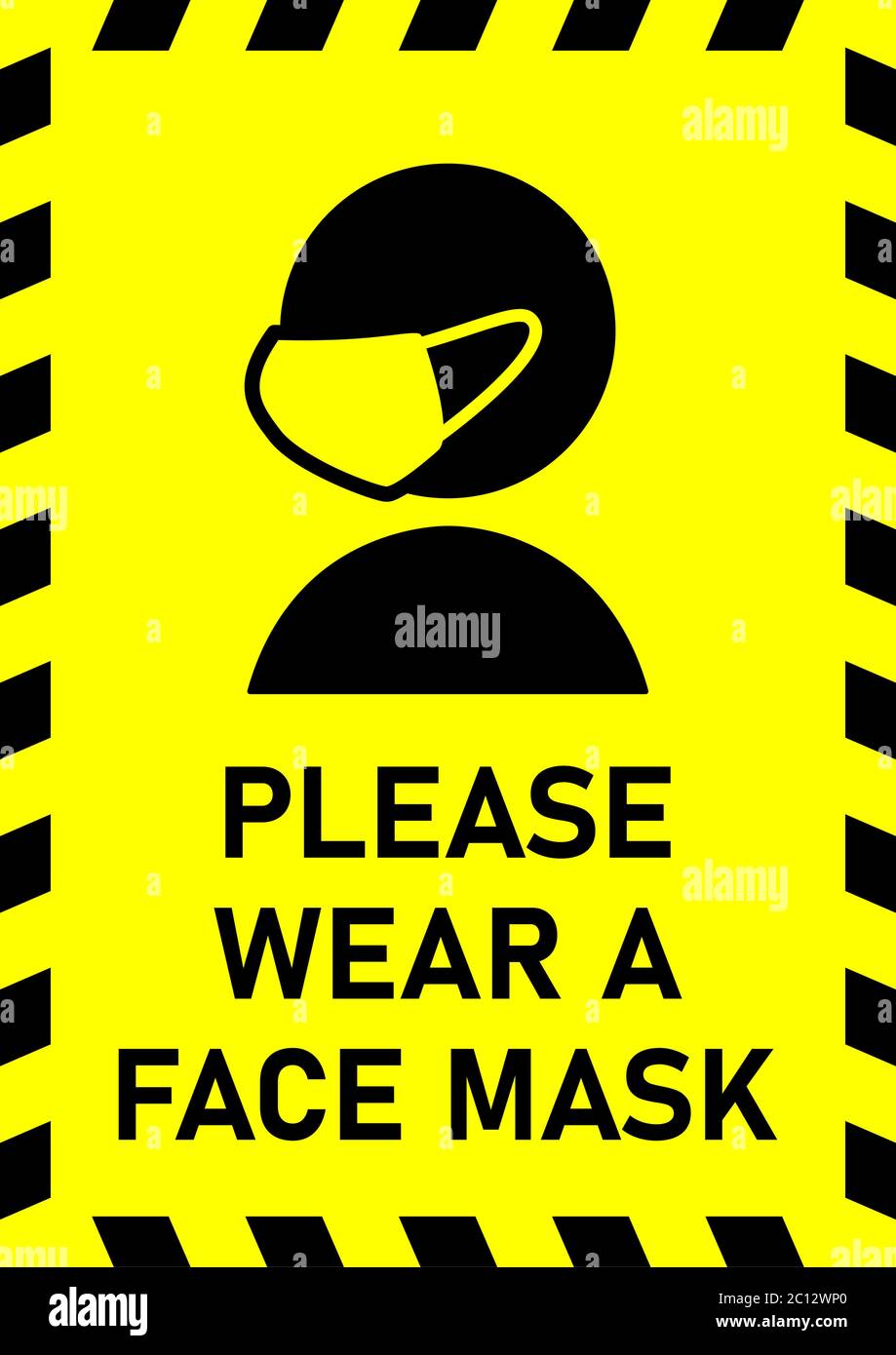 Please Wear a Face Mask Instruction Sign. Vector Image. Stock Vector