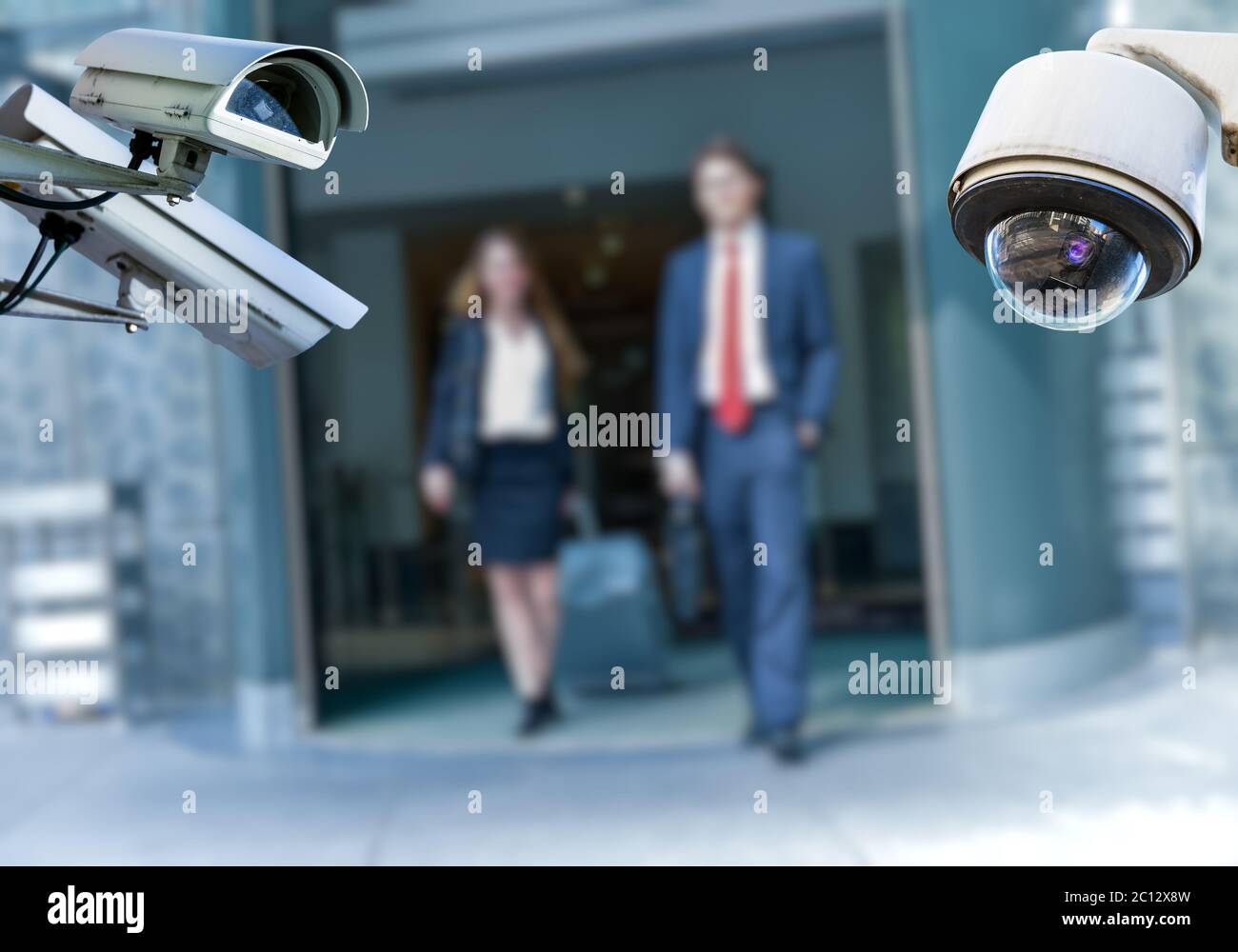 CCTV camera with airport area and people Stock Photo