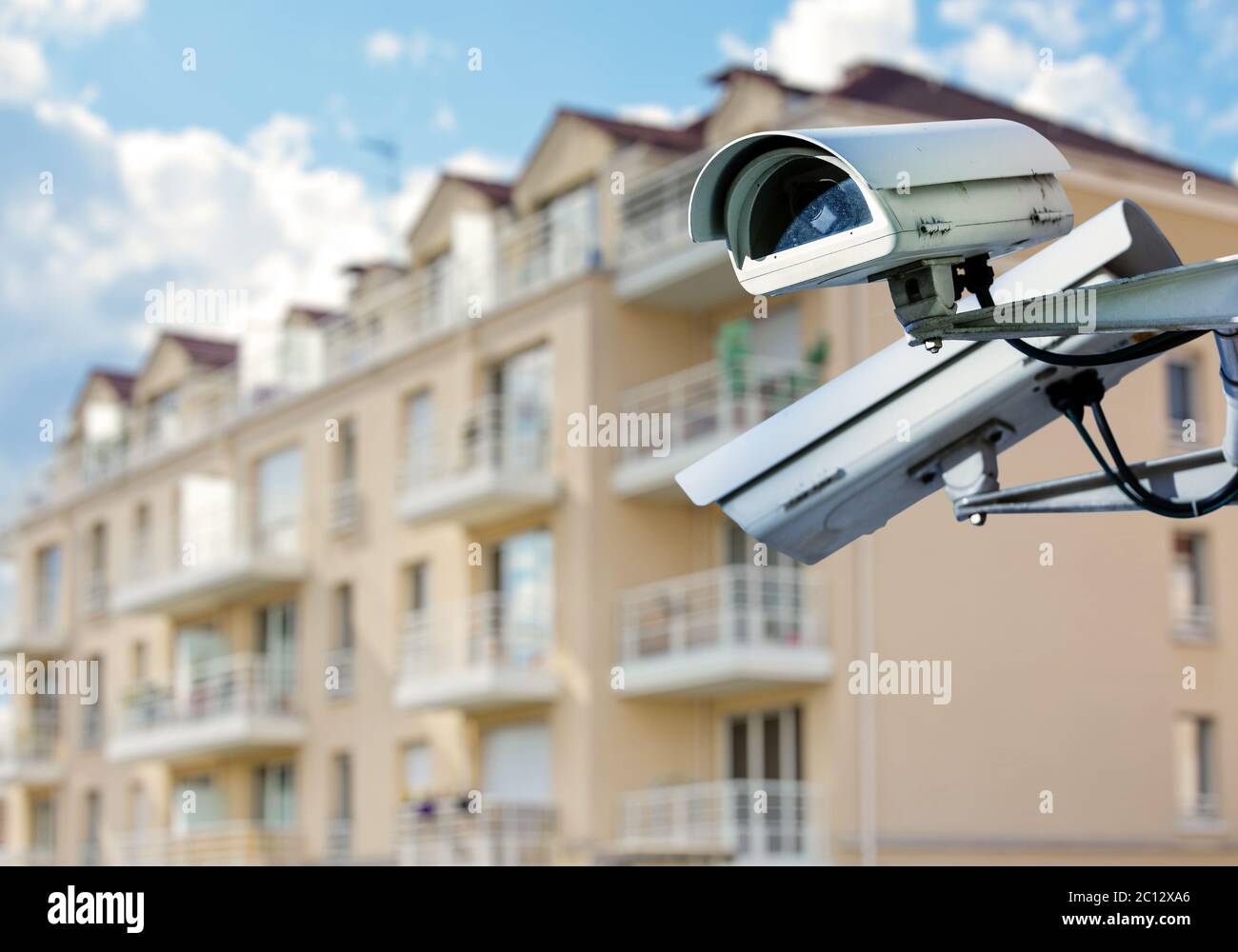 CCTV camera with modern luxury residence Stock Photo