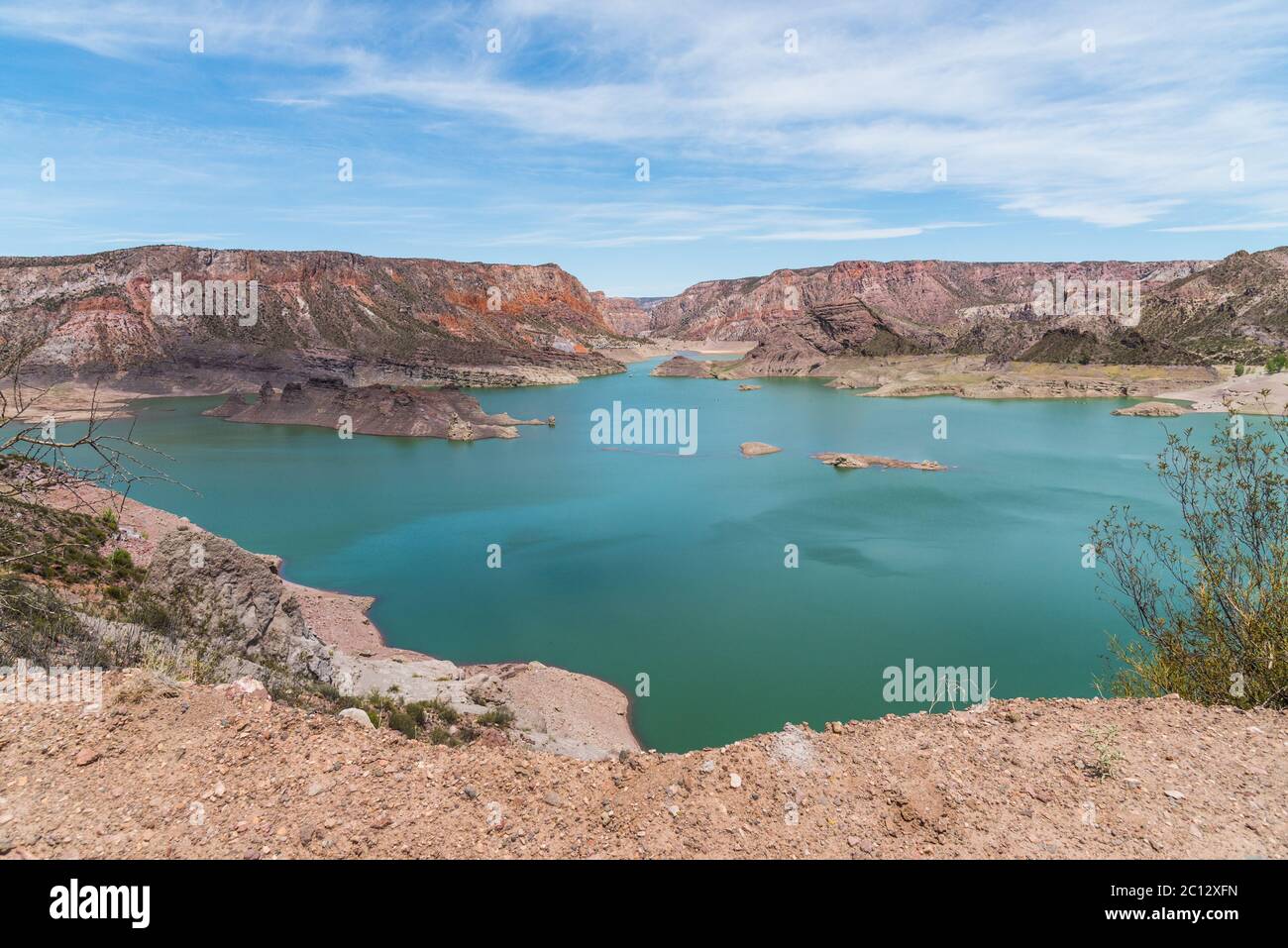 Atuel canyon and Valle Grande reservoir in Mendoza, Argentina. Stock Photo