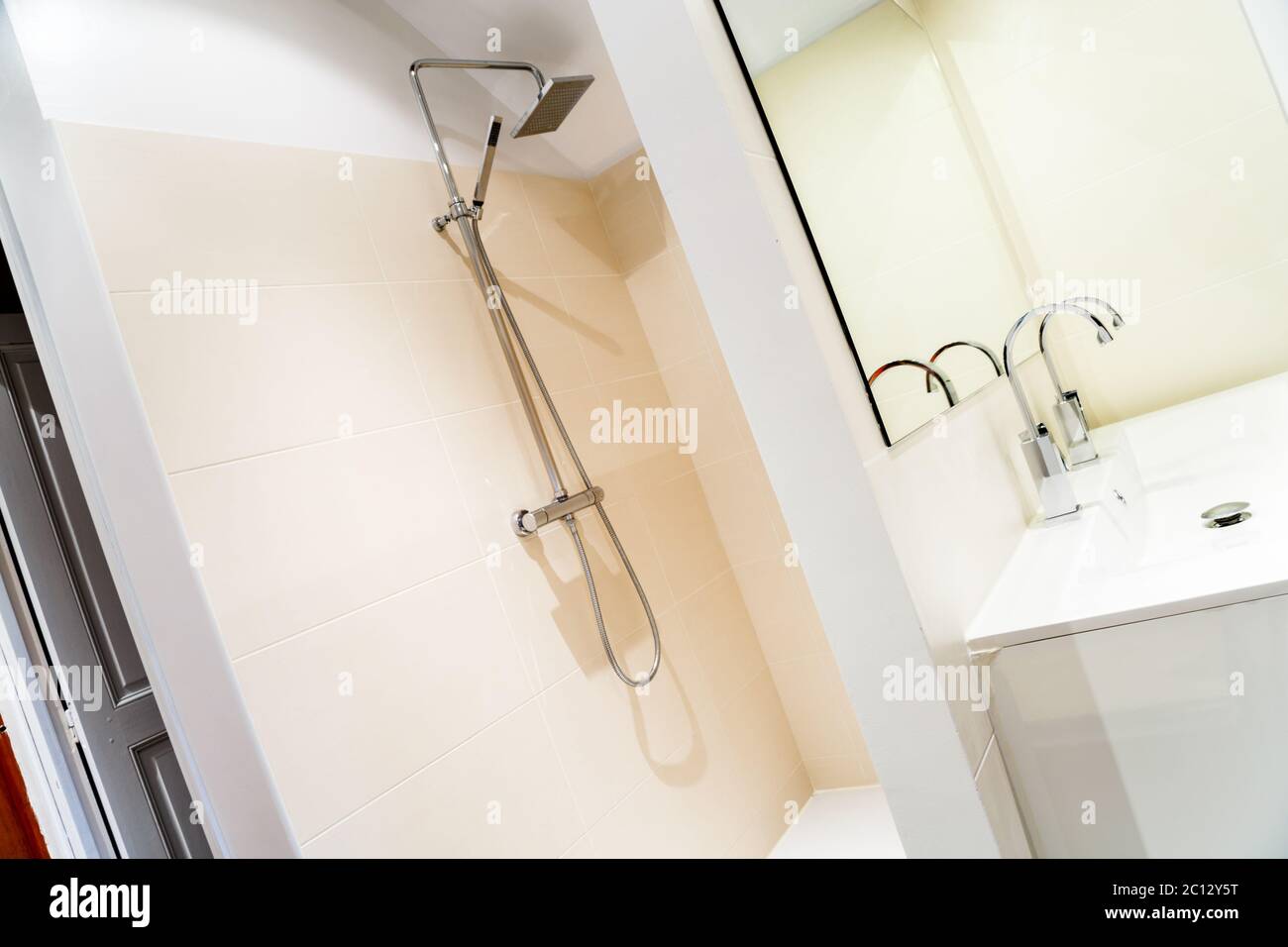 Italian shower in a modern bathroom Stock Photo