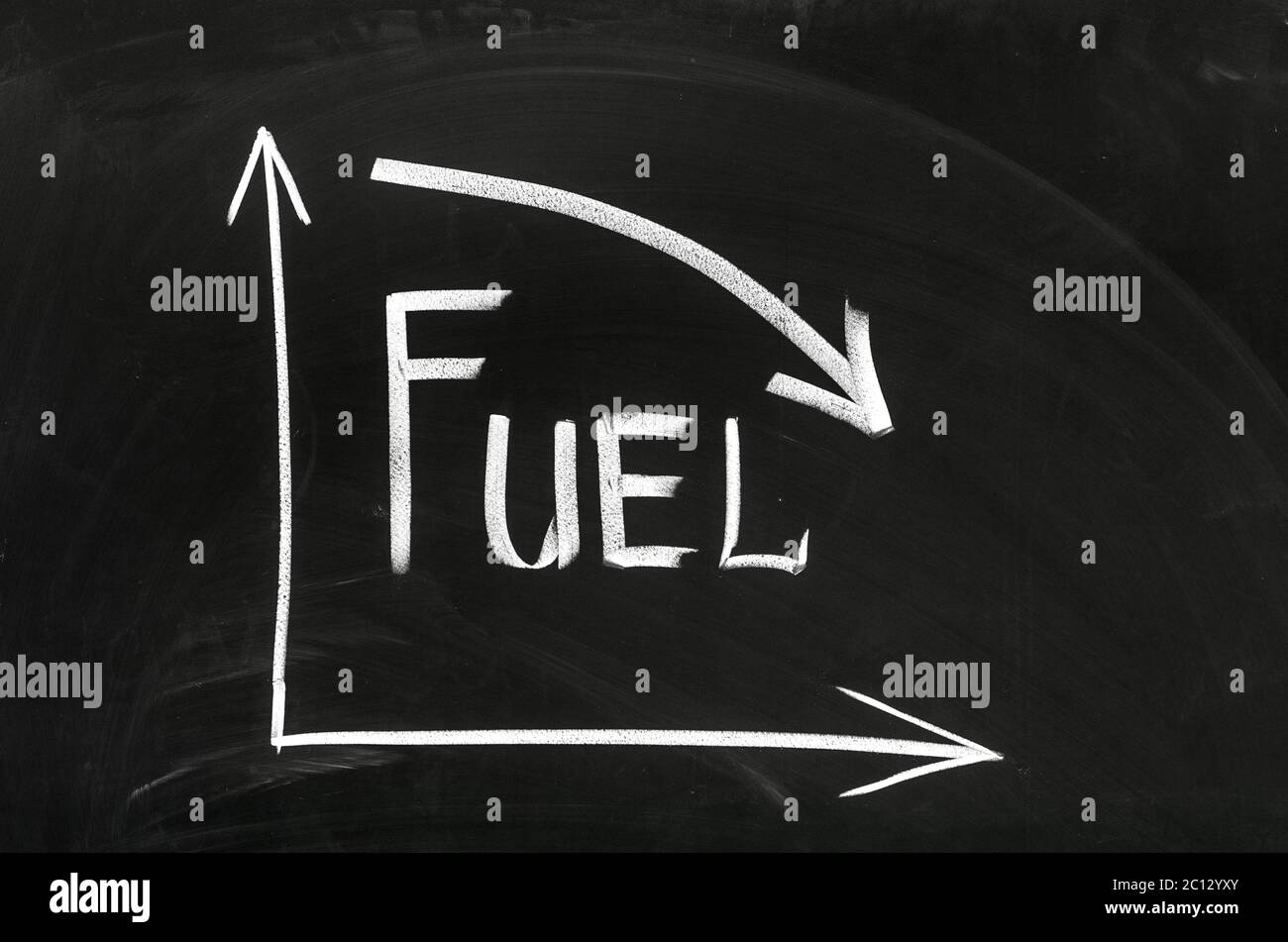 Graph showing a declining fuel prices in the market Stock Photo