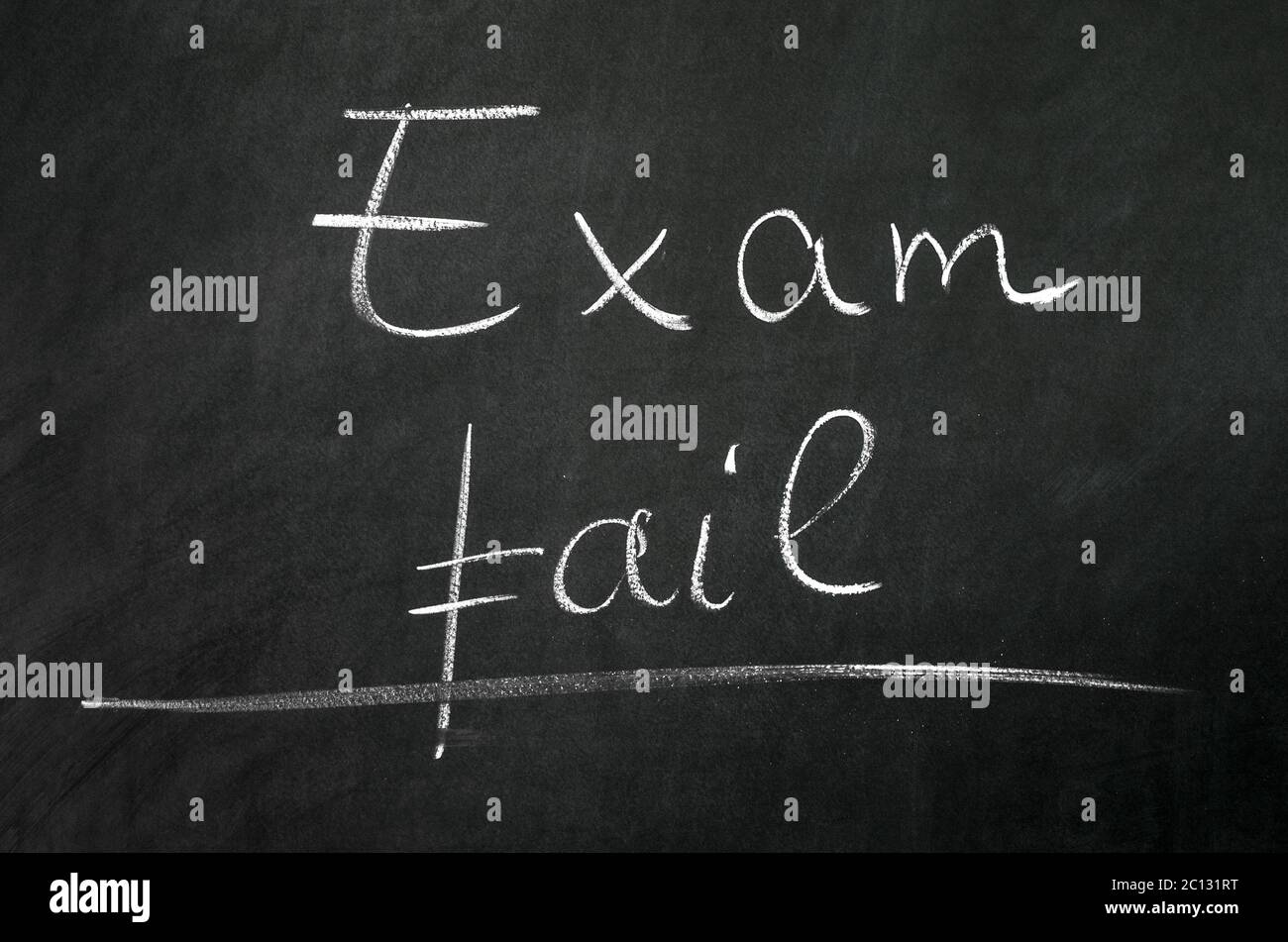Exam fail writed on blackboard with chalk Stock Photo Alamy