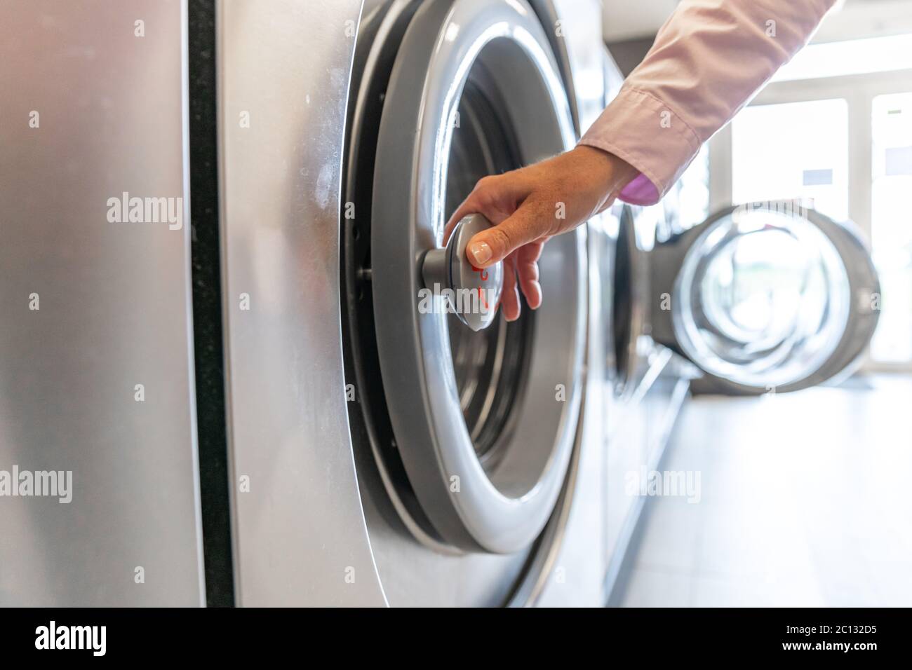 washing machine in the laundry room. copy space Stock Photo Alamy