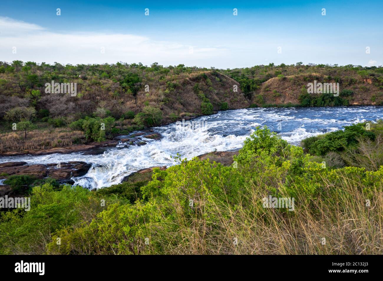 Top of the Falls, Murchison Falls on the Victoria Nile in Murchison Falls National Park, Northern Uganda, East Africa Stock Photo
