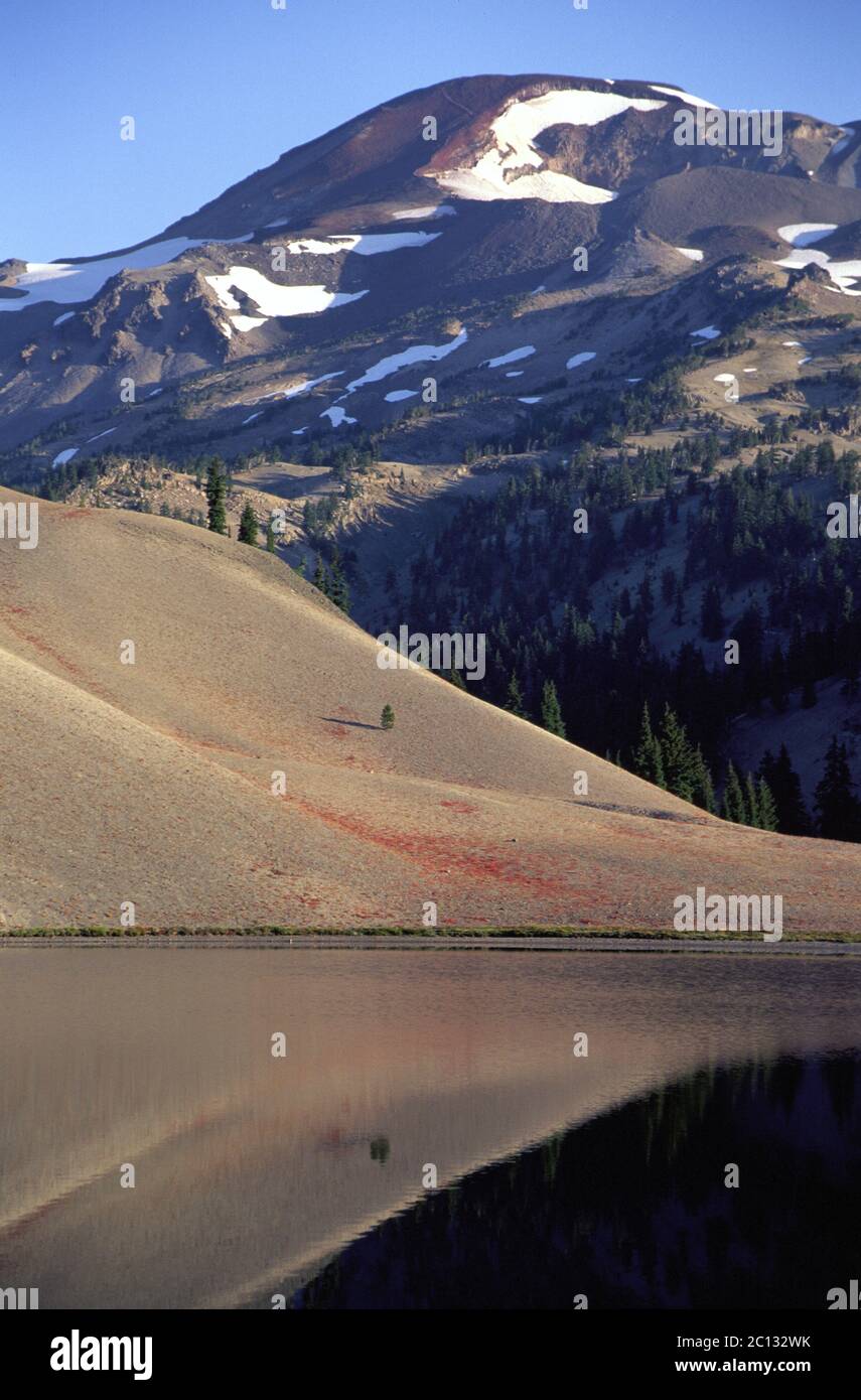 South Sister reflection, Three Sisters Wilderness, Oregon Stock Photo