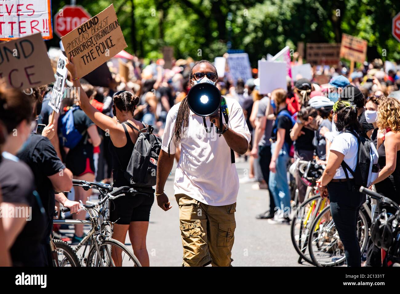 Philadelphia, PA / USA. Hundreds gathered at the site of the former MOVE community to demand an end to police violence. The MOVE community was bombed by Philadelphia Police under the orders of Mayor Street, the first Black Mayor of Philadelphia, on May 13, 1985. June 13 2020. Credit: Christopher Evens / Alamy Live News Stock Photo