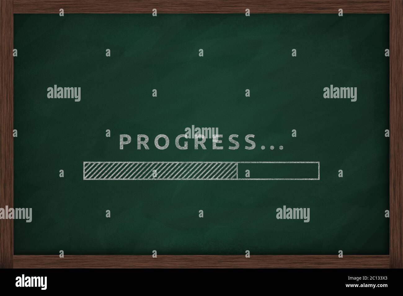 Progress writed on a blackboard and drawing progress bar Stock Photo