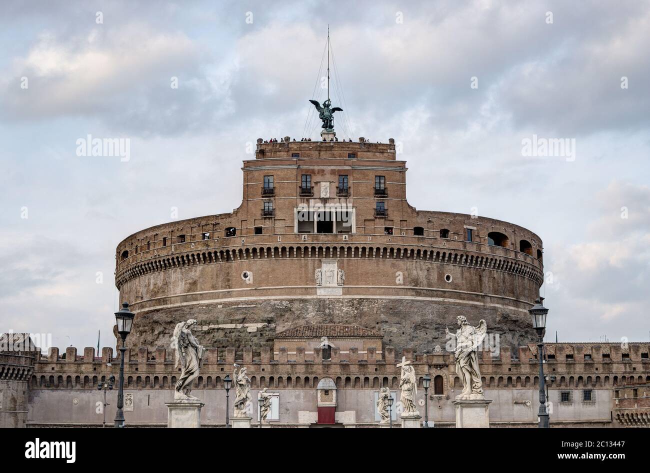 Holy Angel Bridge And Castle Of The Holy Angel, Rome, Italy Stock Photo