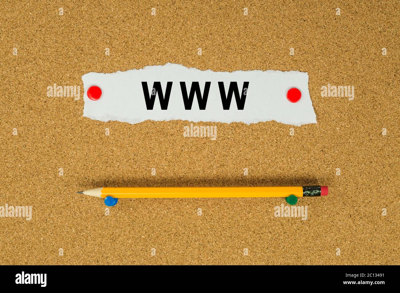 WWW text note message pin on bulletin board Stock Photo Alamy