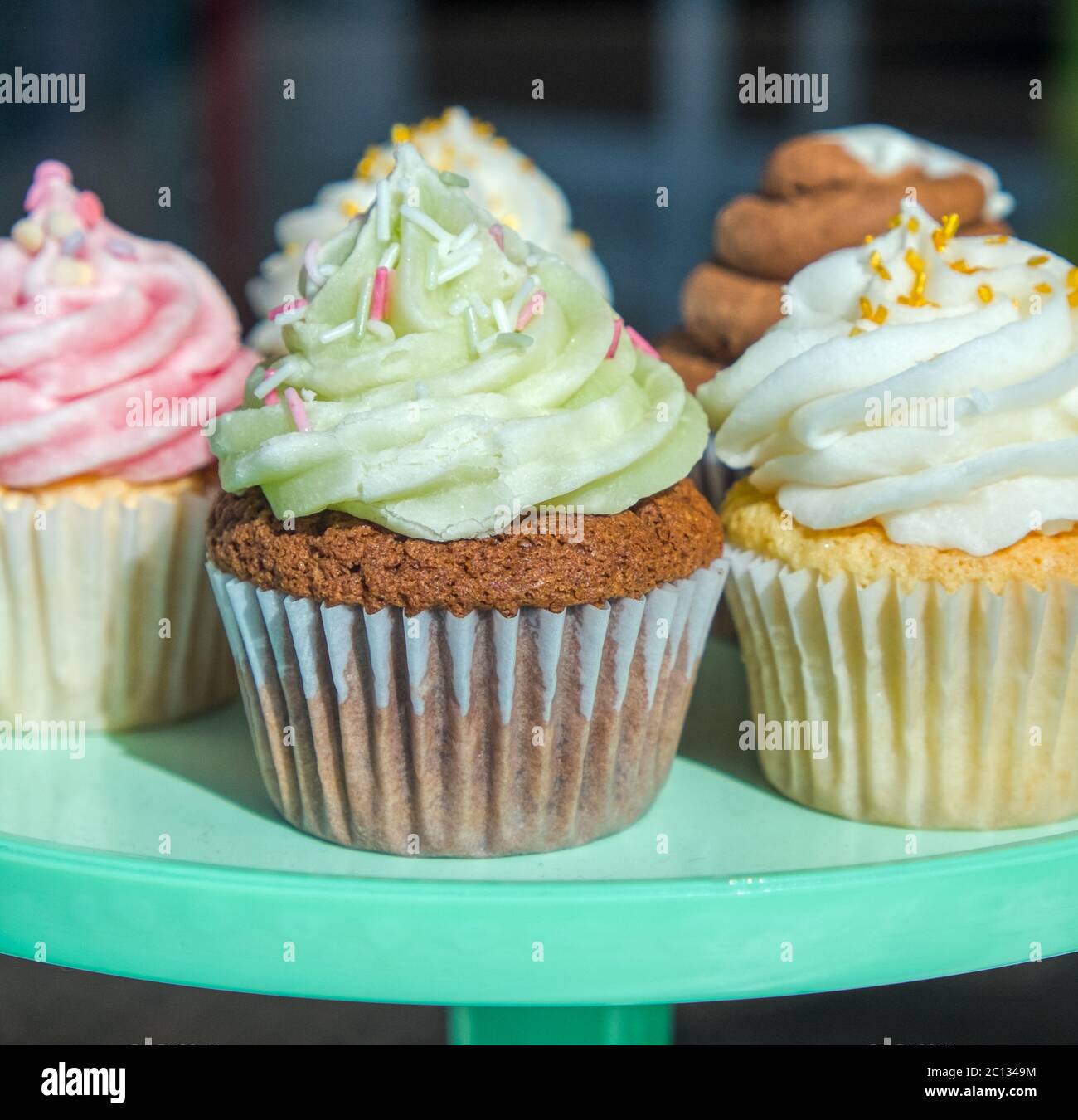 Iced cup cakes Stock Photo Alamy