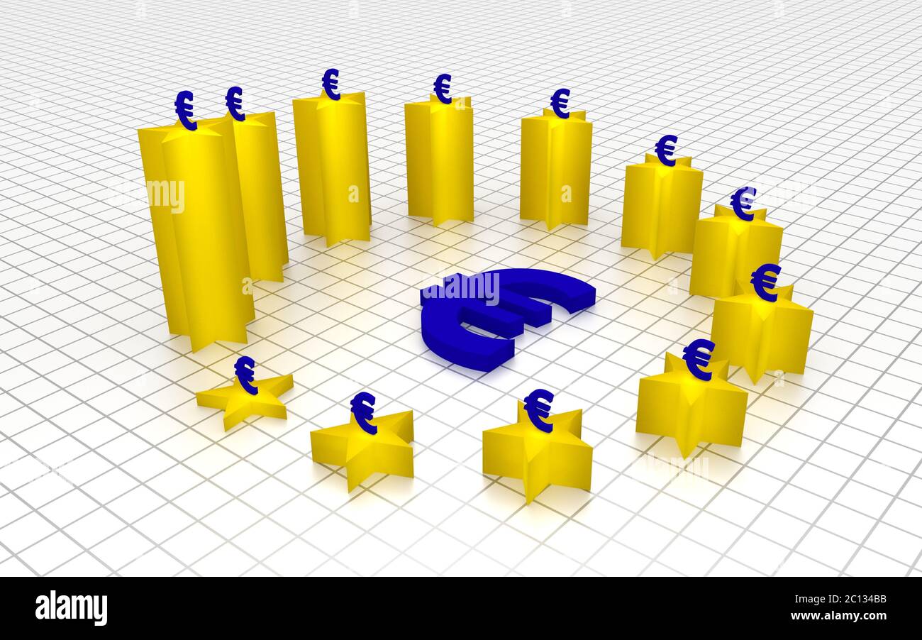 The graph made from EU flag stars. 3D rendering Stock Photo - Alamy