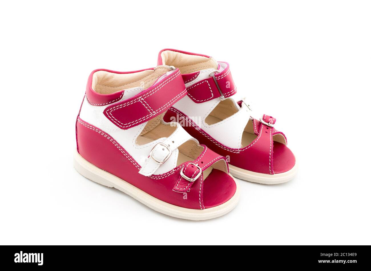Pair Of Babies Shoes From Natural Leather Stock Photo - Alamy