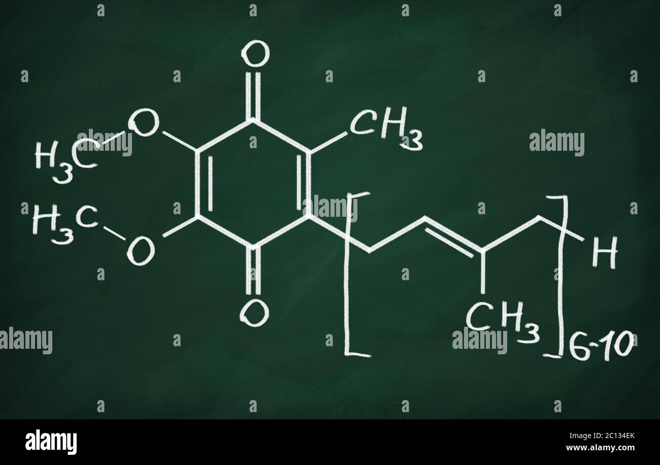 Structural model of Coenzyme Q10 on the blackboard Stock Photo - Alamy