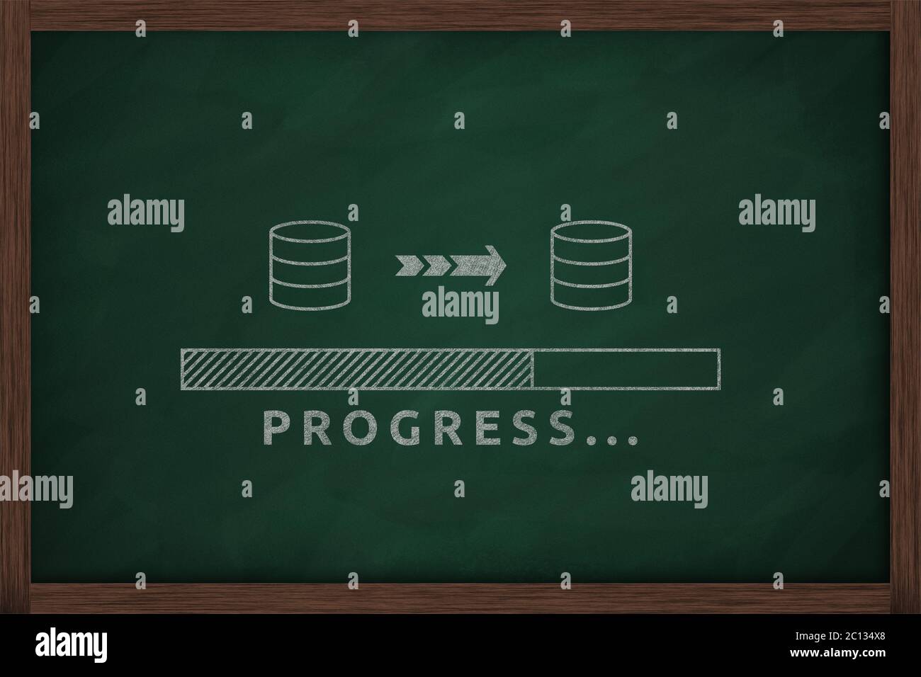 Progress writed on a blackboard and drawing progress bar Stock Photo