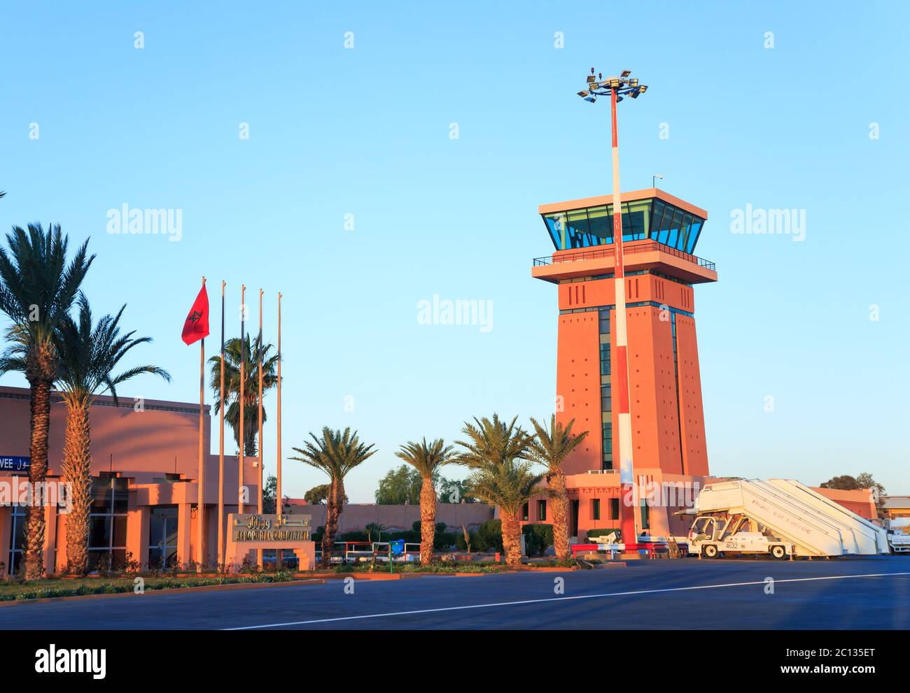Ouarzazate, Morocco - Feb 28, 2016:Ouarzazate Airport. Ouarzazate nicknamed The door of the desert, is a city and capital of Oua Stock Photo