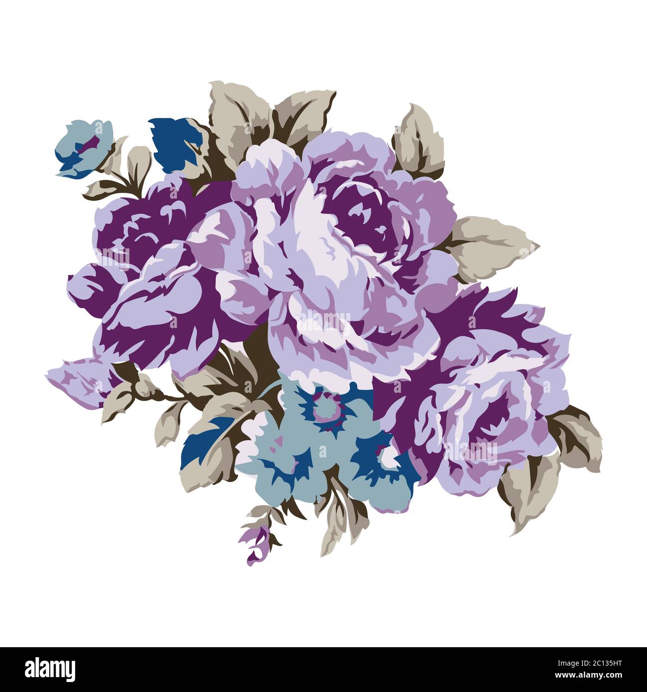 Vintage roses design element, classic floral ornament illustration