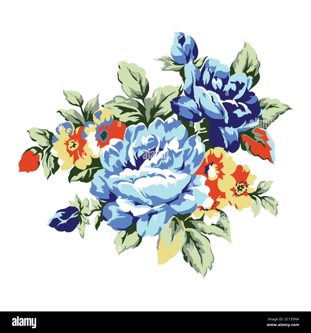 Vintage roses design element, classic floral ornament illustration