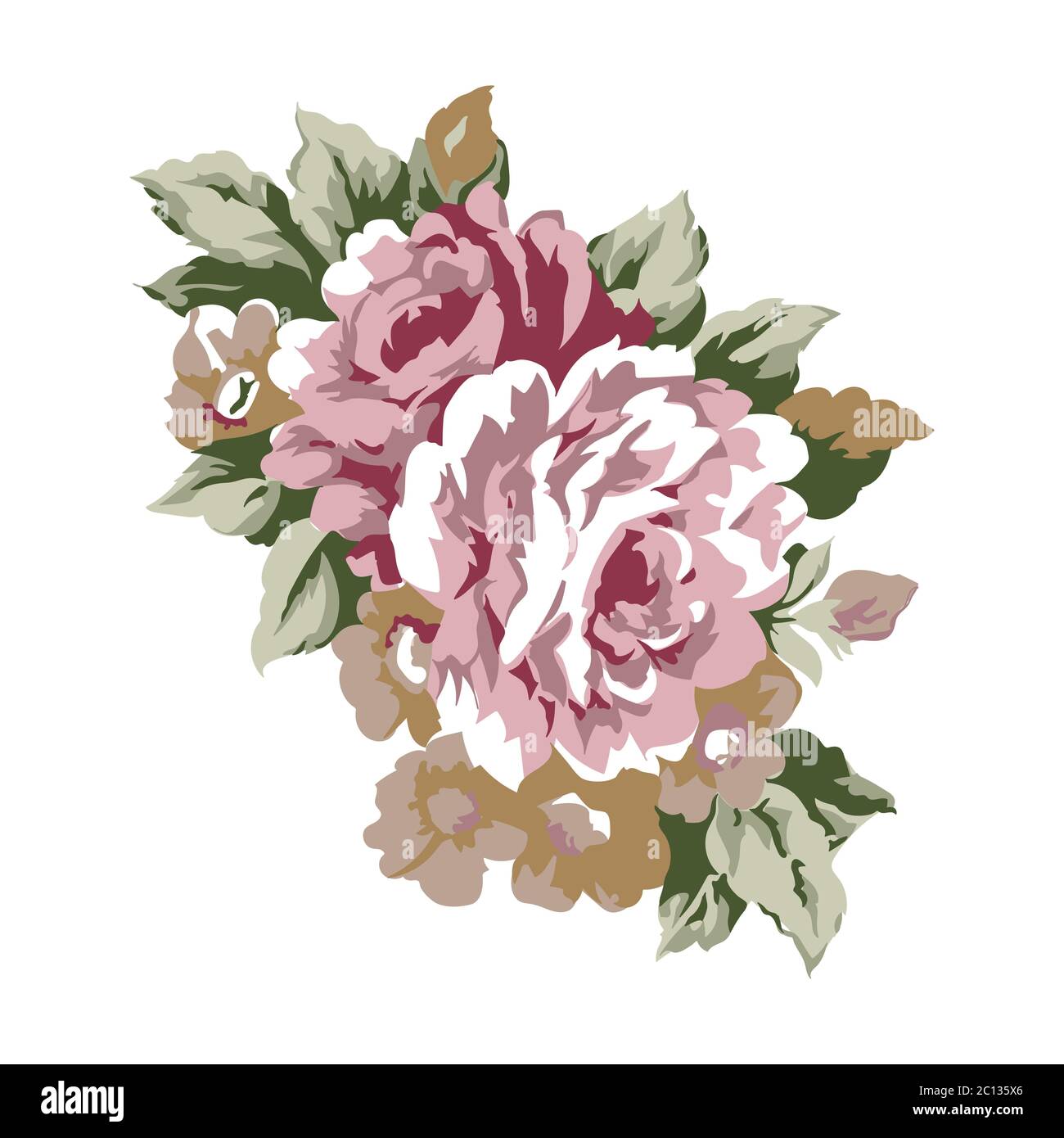 Vintage roses design element, classic floral ornament illustration Stock Vector