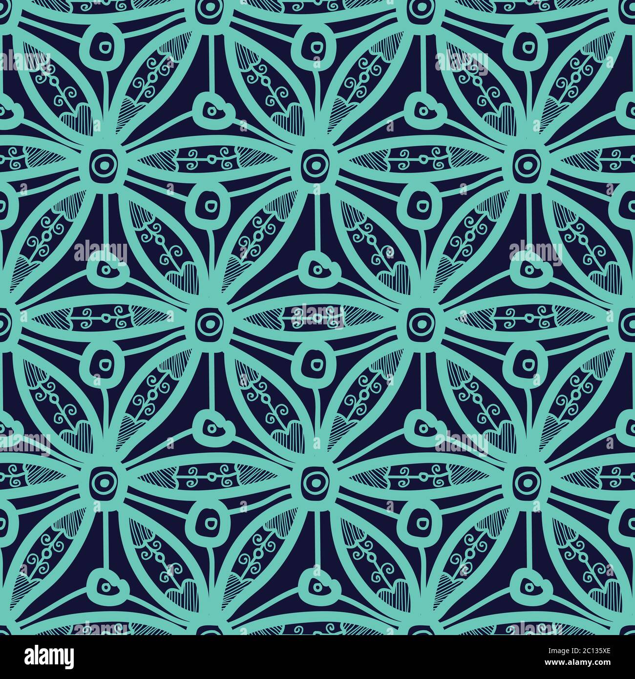 Seamless pattern design with hexagonal lace motif, modern repeat ...