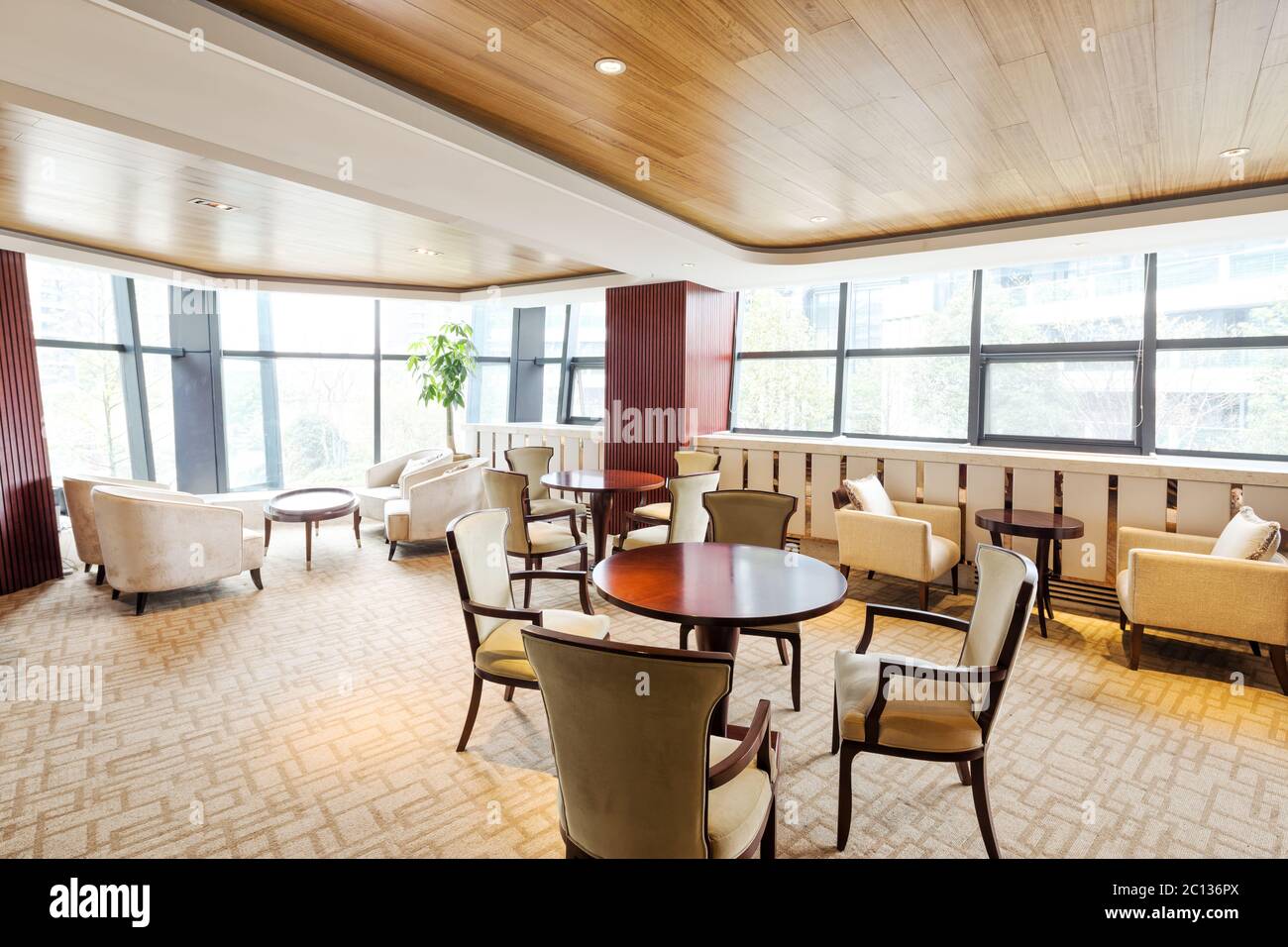 interior of dining room in modern gym Stock Photo - Alamy