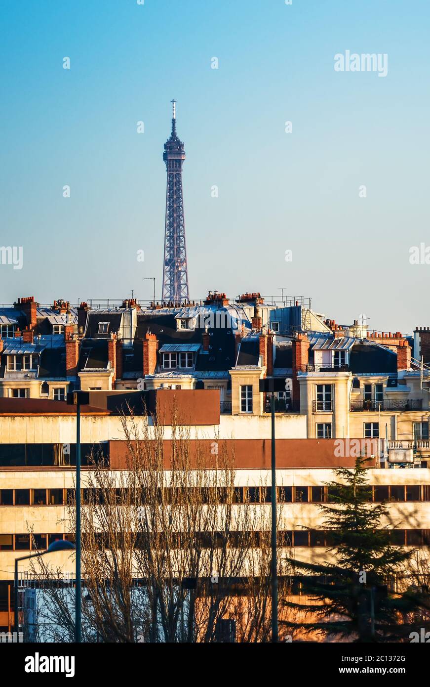 building in Paris near Eiffel Tower Stock Photo Alamy
