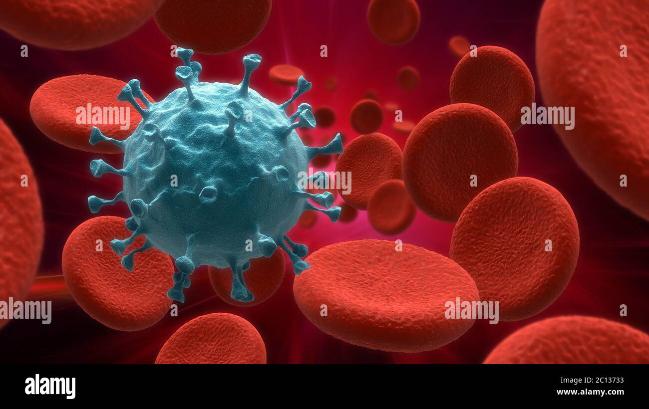 Blood cells and virus infection Stock Photo