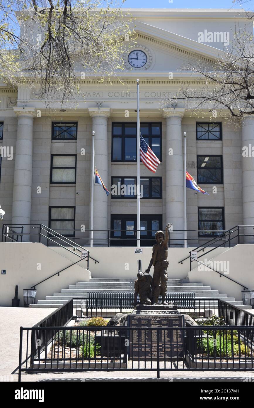 Prescott, Arizona. U.S.A. April 22, 2020. Yavapai county courthouse