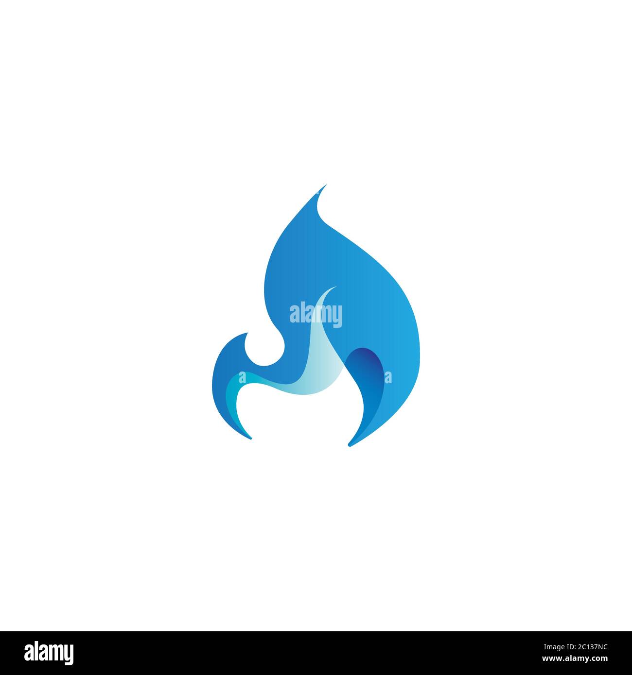 Abstract flame design element, stylized fire icon, three-dimensional modern vector Stock Vector