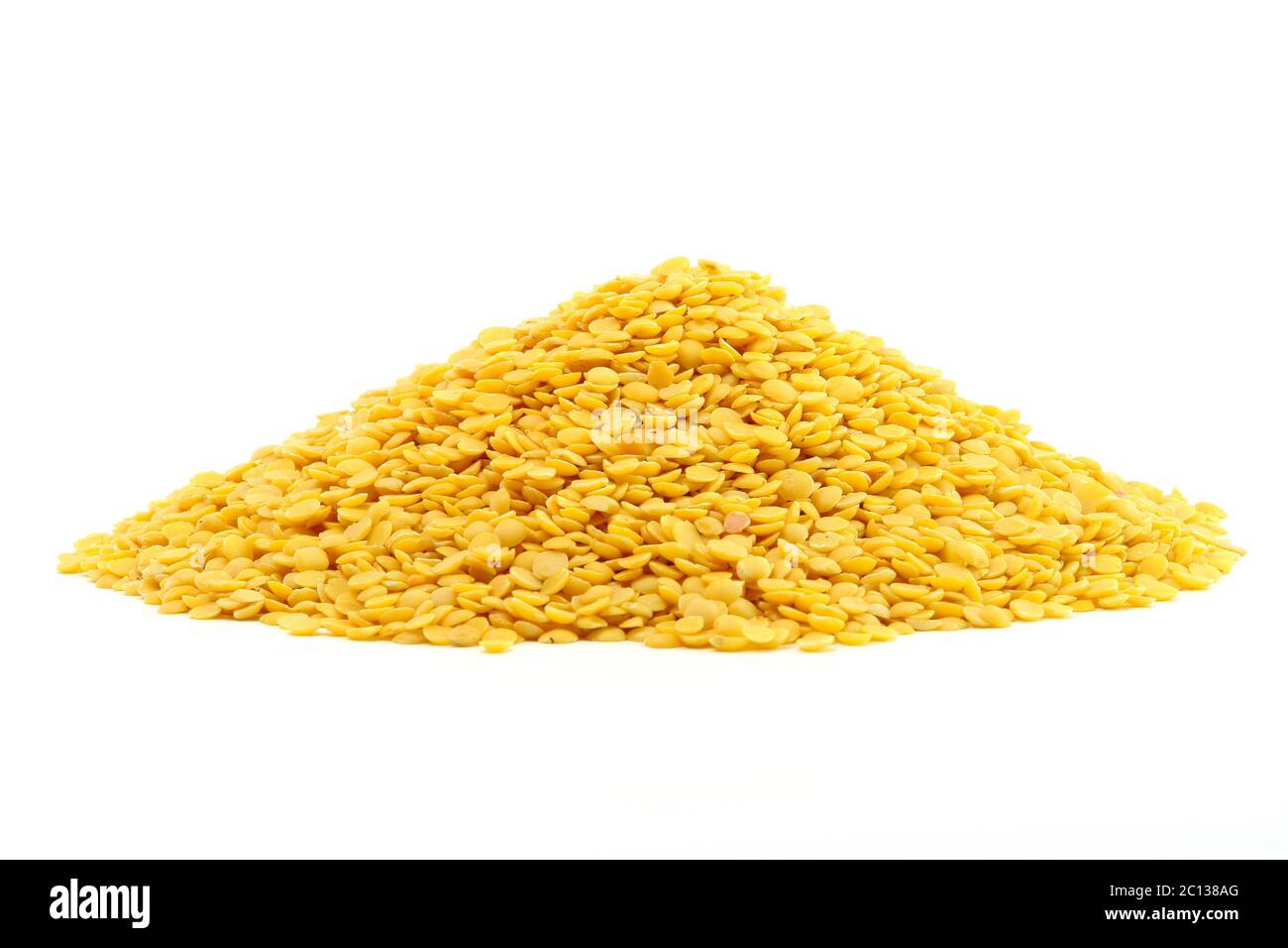 Yellow Lentils on white background Stock Photo