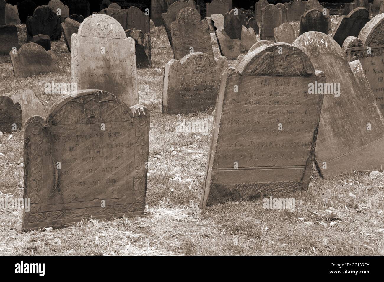 King's Chapel Burying Ground, Freedom Trail, Boston, Massachusetts, USA Stock Photo