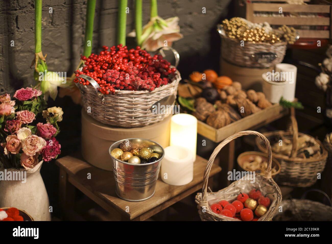 Beautiful flower decoration in flower shop Stock Photo Alamy