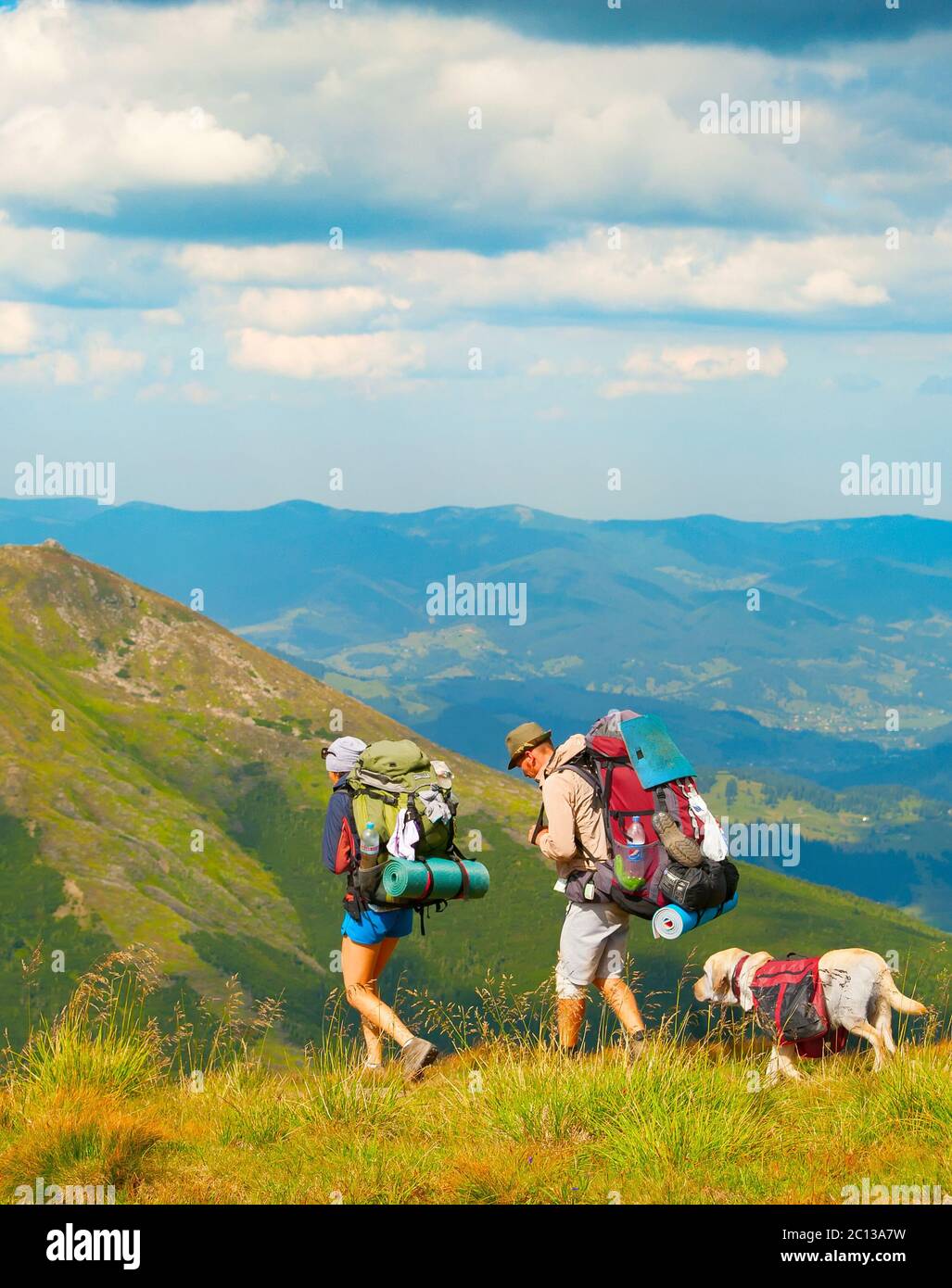 Family mountains hiking Stock Photo - Alamy