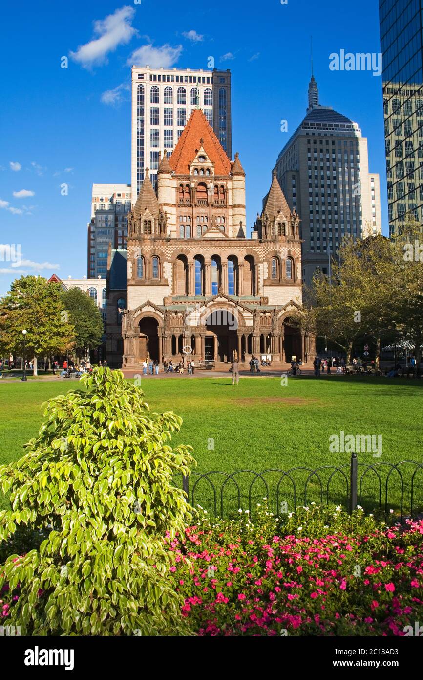 Trinity Church in Copley Square, Boston, Massachusetts, USA Stock Photo