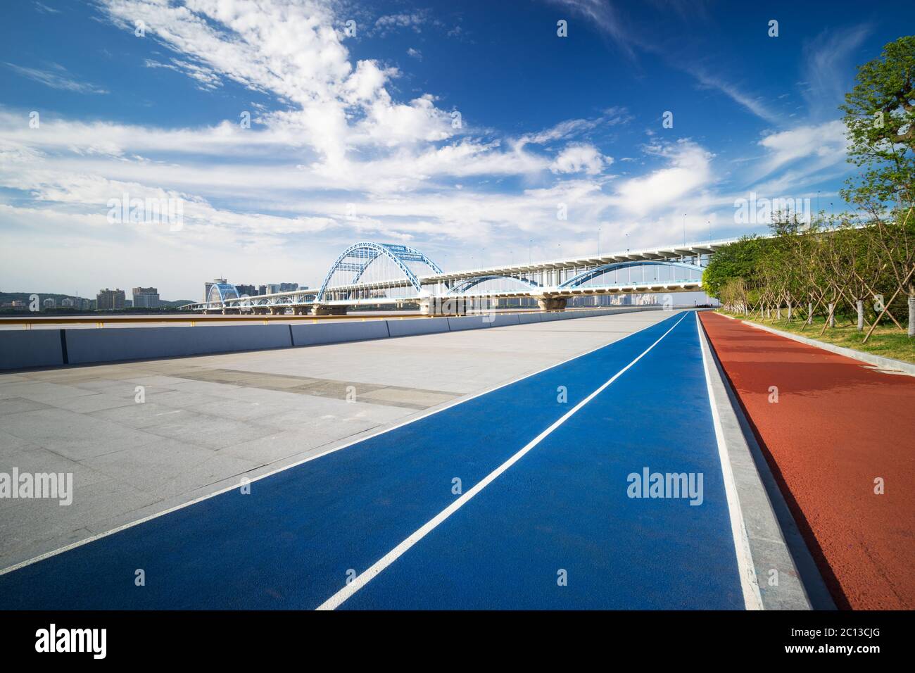 modern bridge and empty walkways in hangzhou Stock Photo