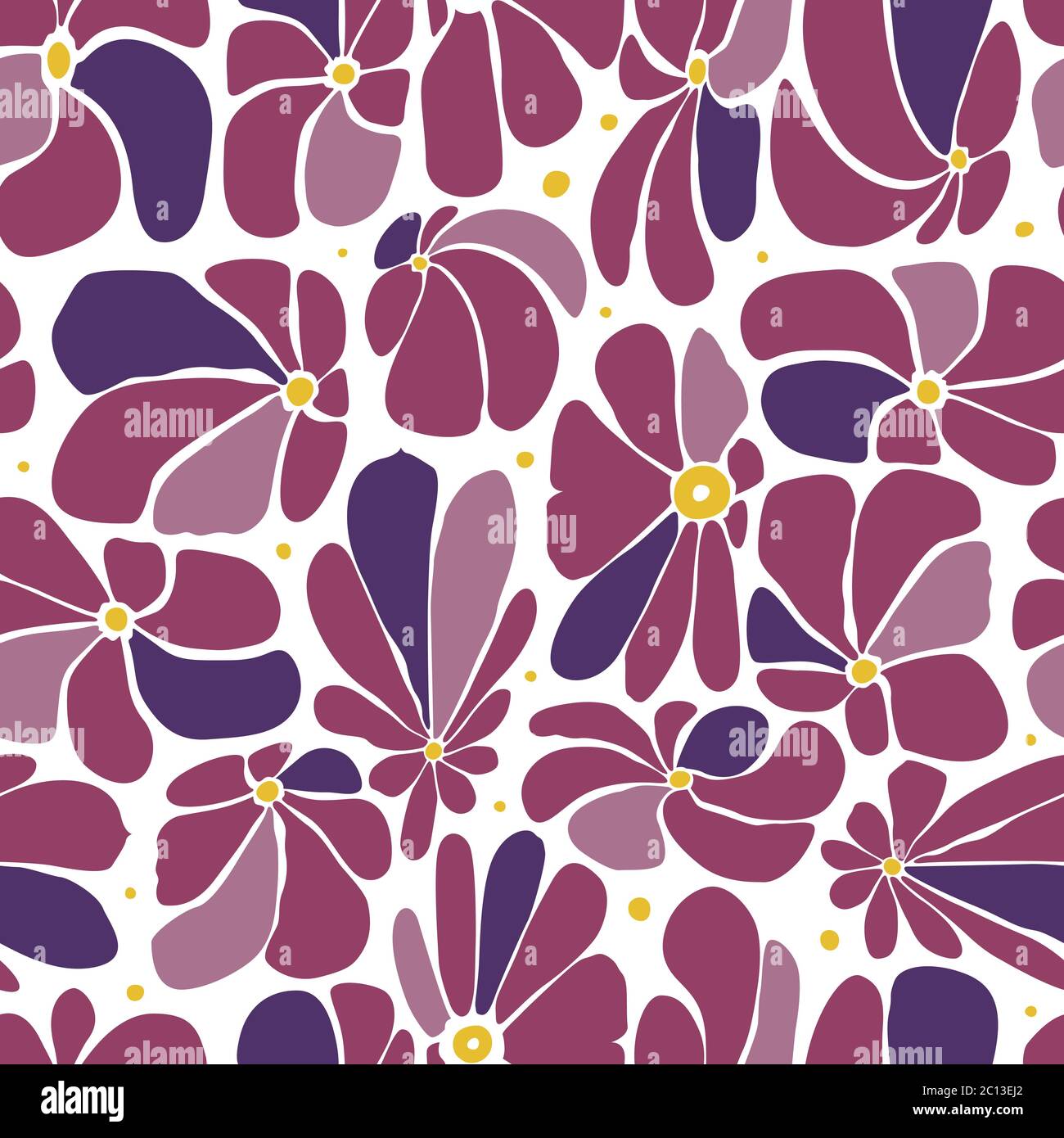 Seamless floral pattern design with stylized large blossoms, retro feeling repeat background perfect for web and print Stock Vector