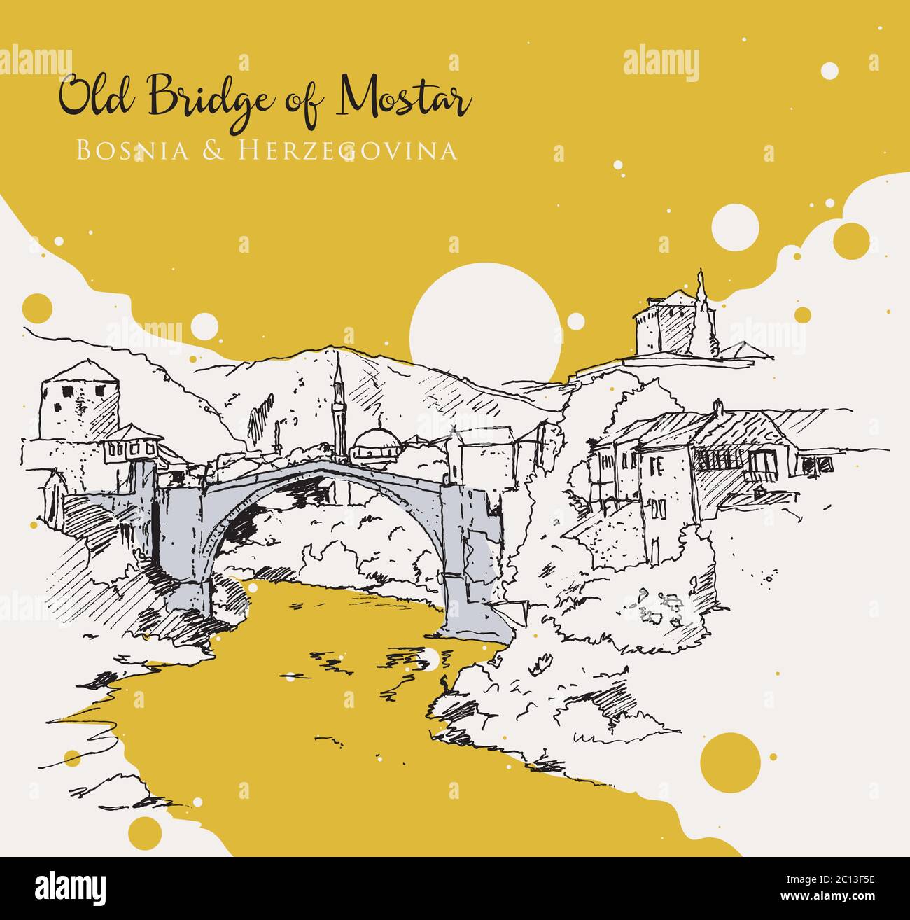 Stari Most Vector Drawing Stari most mostar Stock Vector Images - Alamy