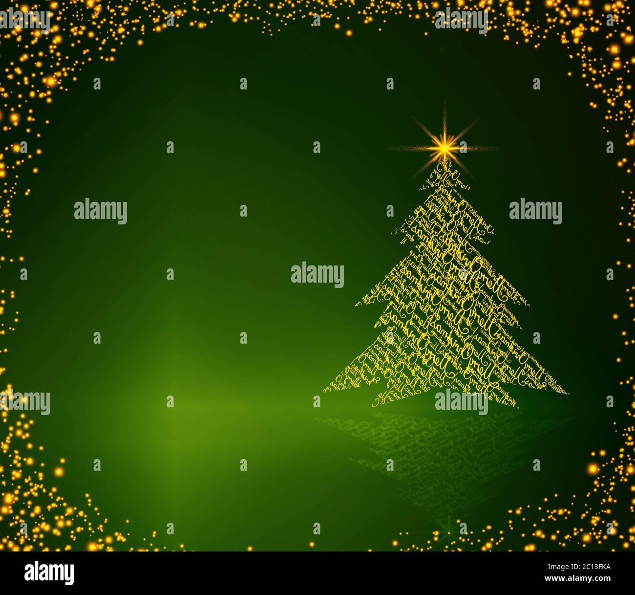 Christmas tree isolated on green background Stock Photo - Alamy