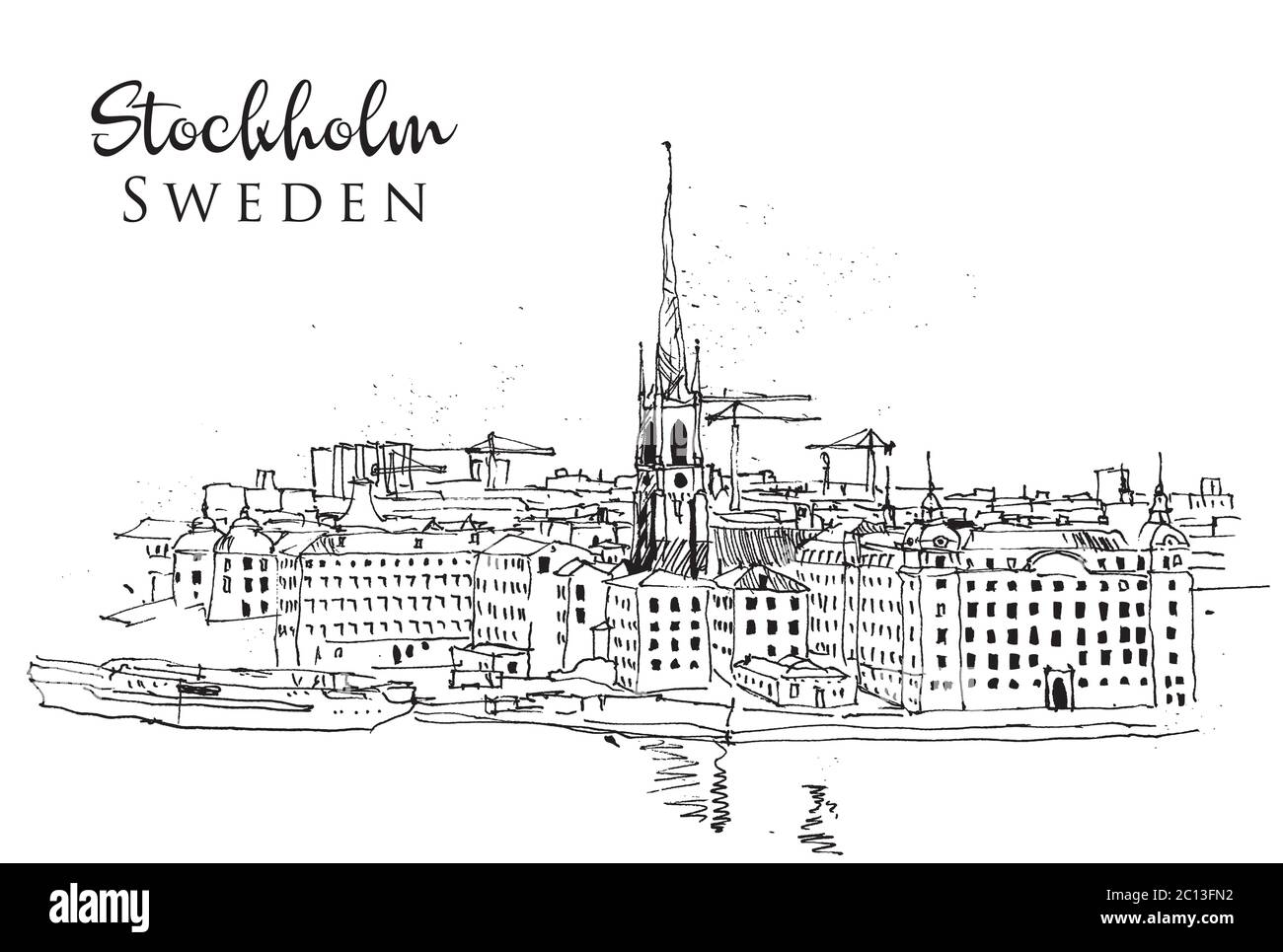 Drawing sketch stockholm Royalty Free Vector Image
