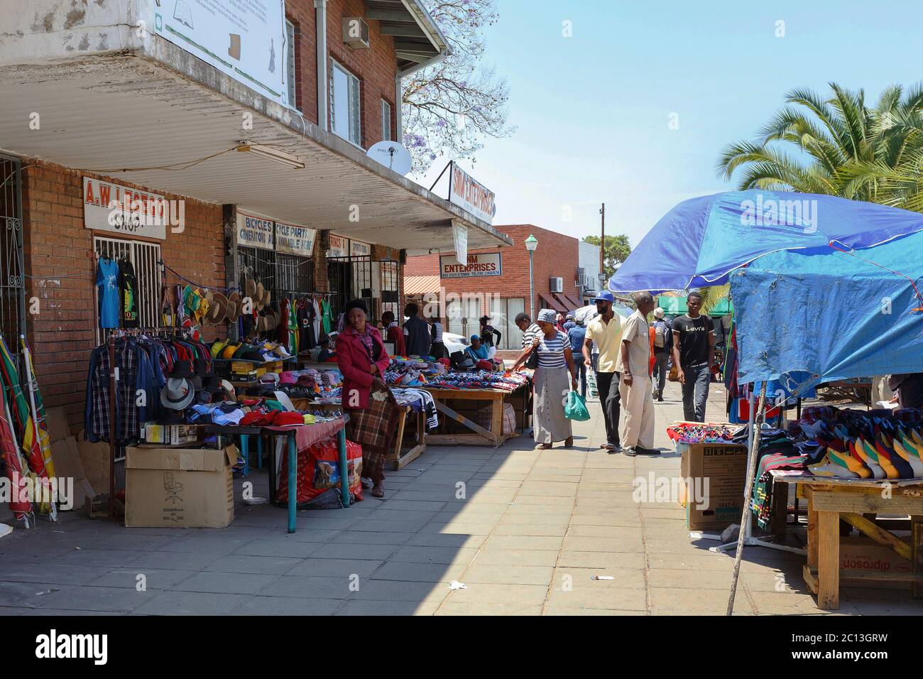 market on street in Francis Town, Botswana Stock Photo Alamy