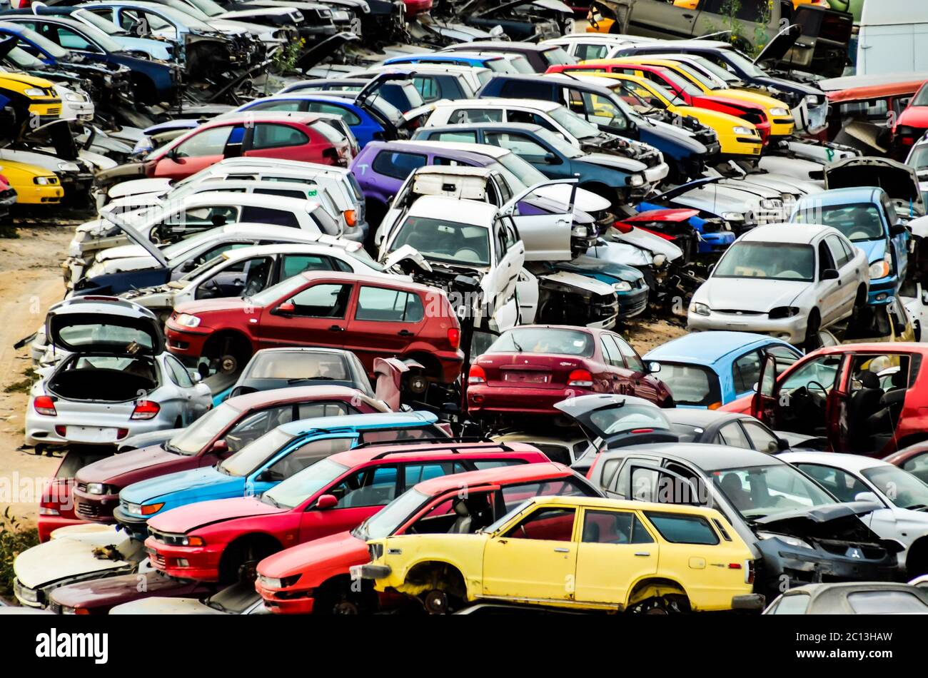 Old Junk Cars On Junkyard Stock Photo - Alamy
