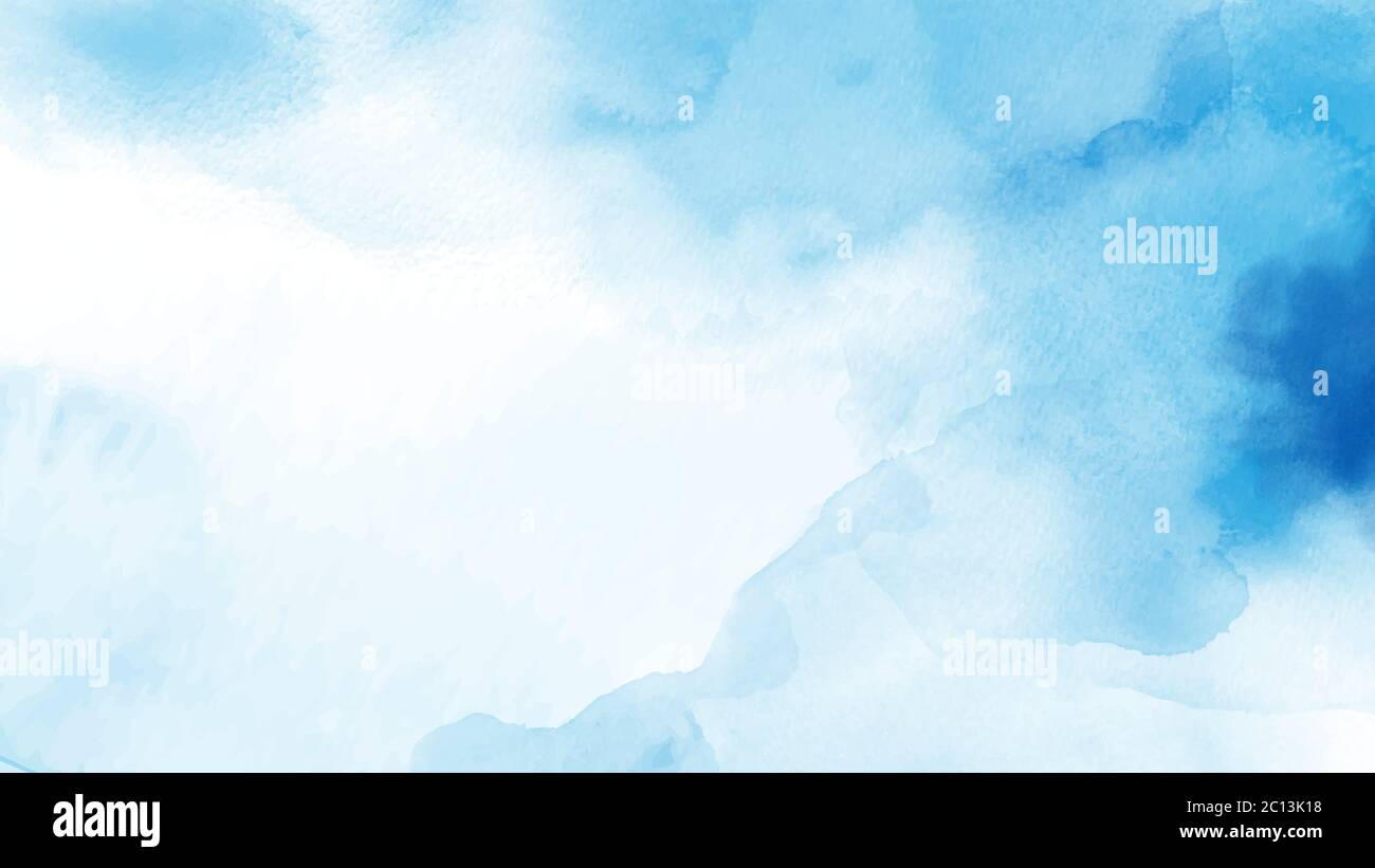 Abstract light blue watercolor hand-painted for background. Stain artistic vector used as being an element in the decorative design of background,  he Stock Vector