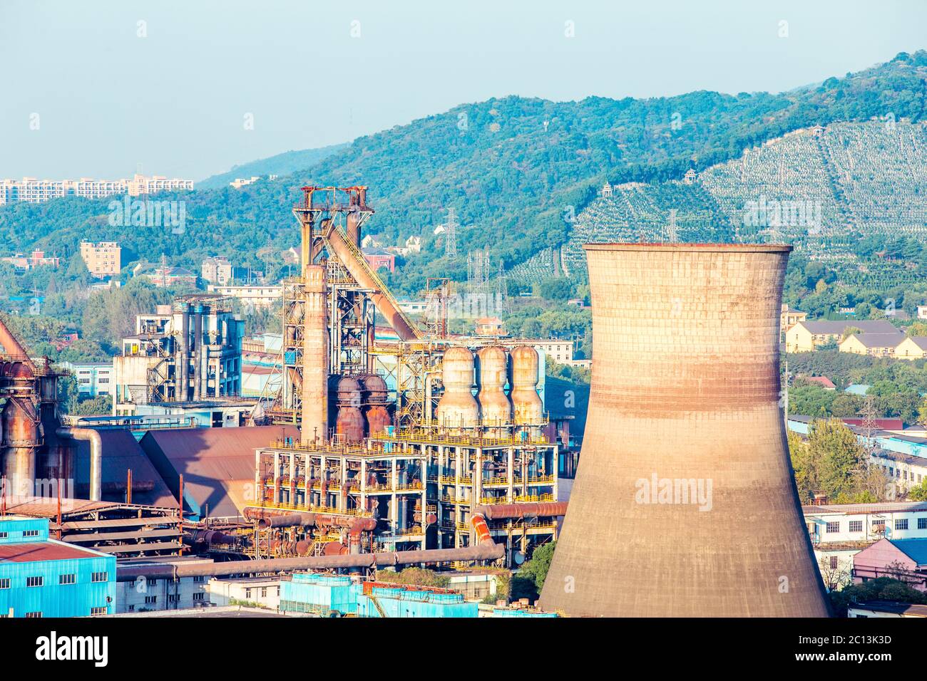 constructions of power plant in steel factory Stock Photo