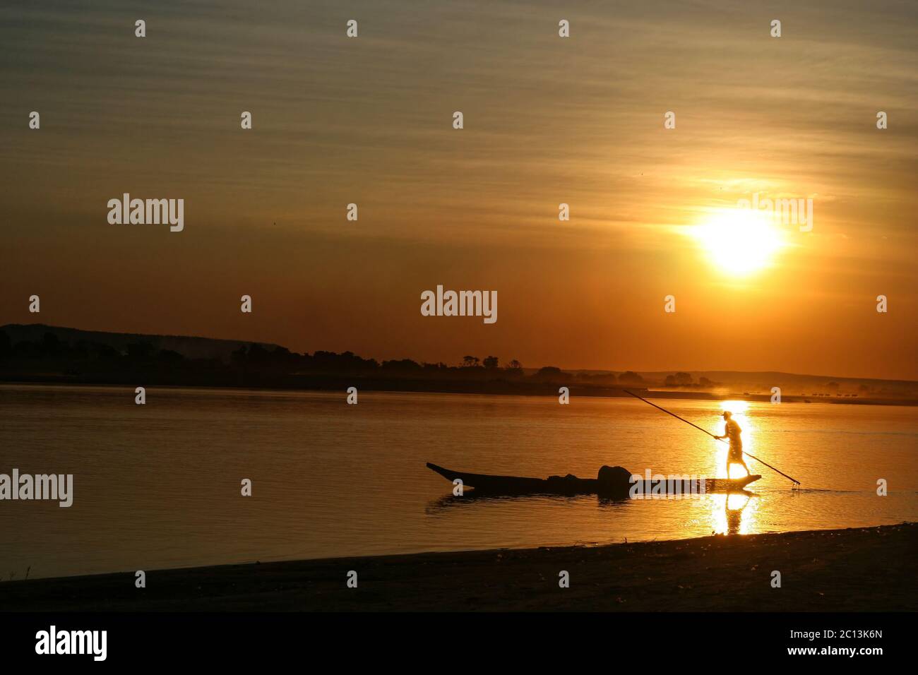 Sunset on the river Stock Photo - Alamy