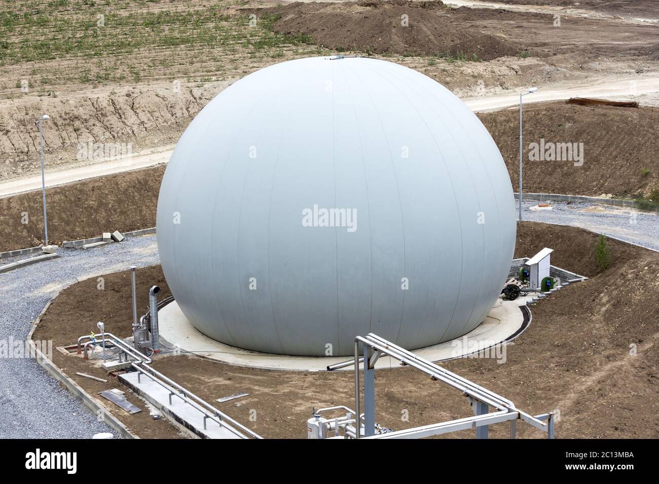 Wastewater treatment facility Gas tank Stock Photo Alamy