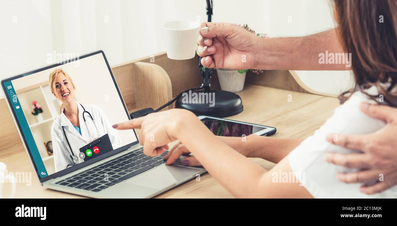 Doctor Telemedicine Service Online Video For Virtual Patient Health Medical Chat Remote Doctor Healthcare Consultant From Home Using Online Mobile D Stock Photo Alamy