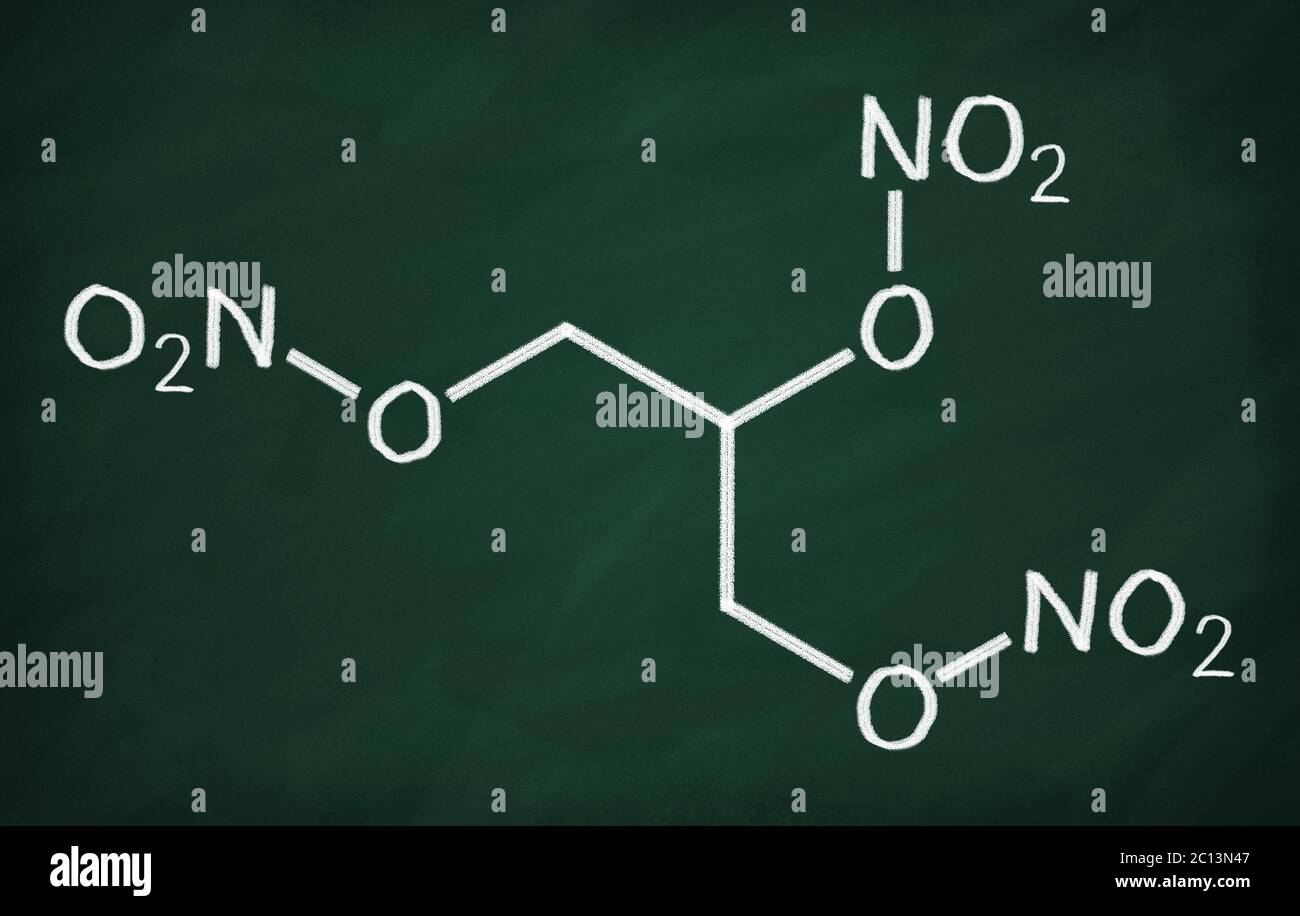 Structural model of Nitroglycerin Stock Photo