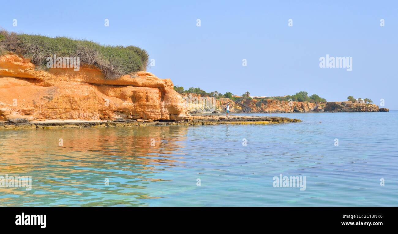 Rocks on the coast of Cretan Sea. Stock Photo