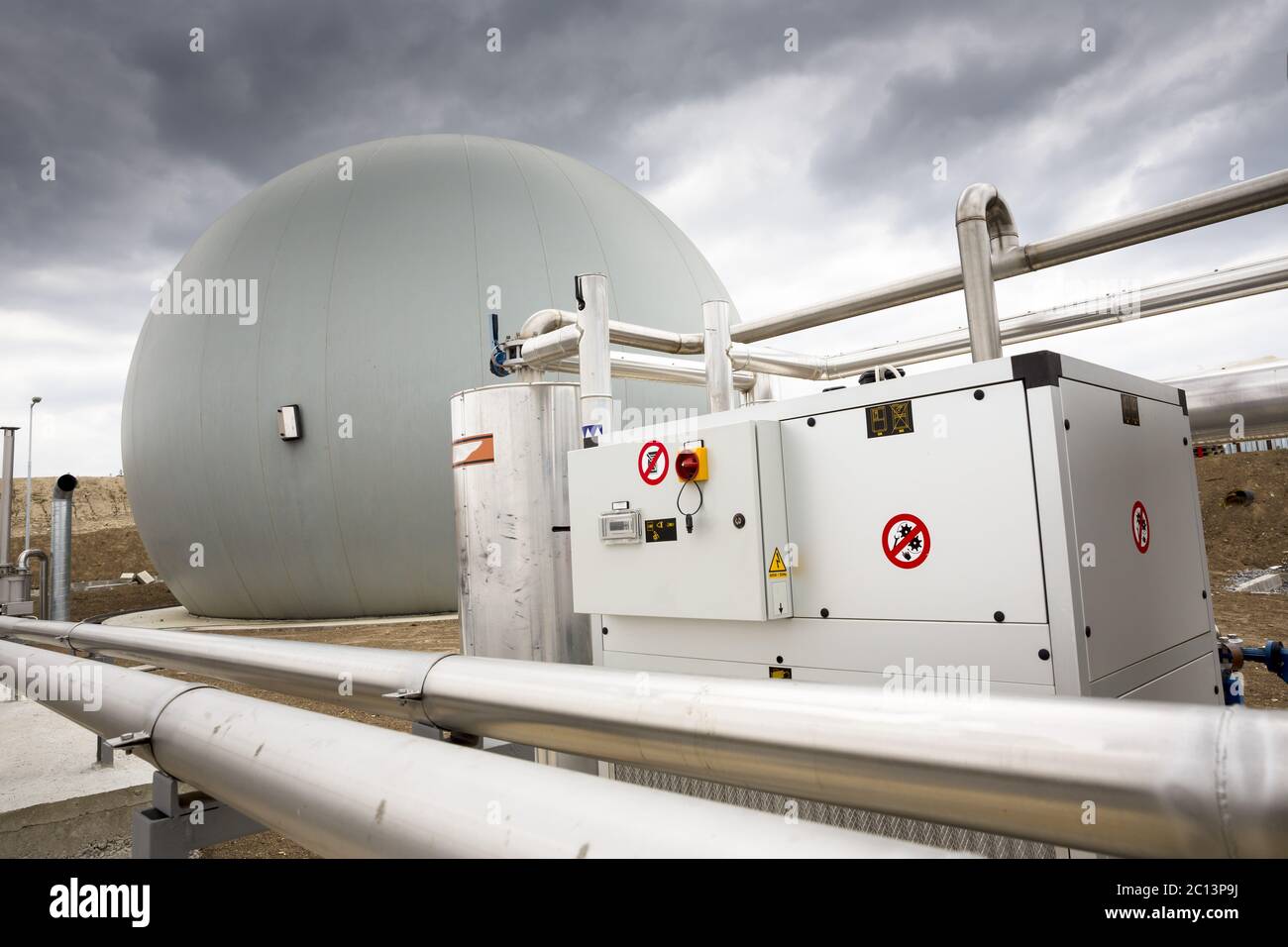 Wastewater treatment facility Gas tank Stock Photo Alamy